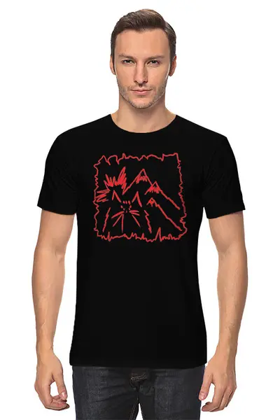 Заказать мужскую футболку в Москве. Футболка классическая Cat and Mountains от oneredfoxstore@gmail.com - готовые дизайны и нанесение принтов.