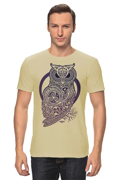Заказать мужскую футболку в Москве. Футболка классическая CELTIC OWL от RAIDHO  - готовые дизайны и нанесение принтов.