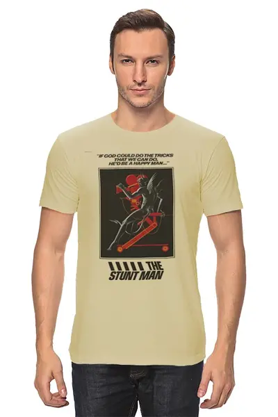 Заказать мужскую футболку в Москве. Футболка классическая Stunt Man от KinoArt - готовые дизайны и нанесение принтов.