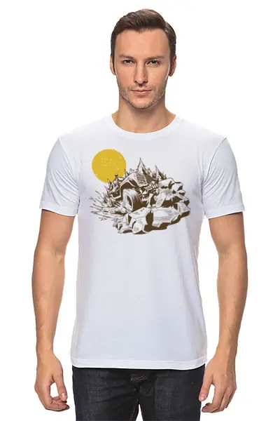 Заказать мужскую футболку в Москве. Футболка классическая Mountains от oneredfoxstore@gmail.com - готовые дизайны и нанесение принтов.