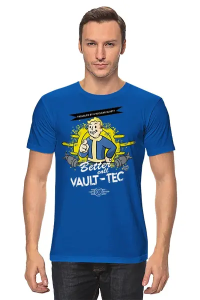 Заказать мужскую футболку в Москве. Футболка классическая Vault Boy от printik - готовые дизайны и нанесение принтов.