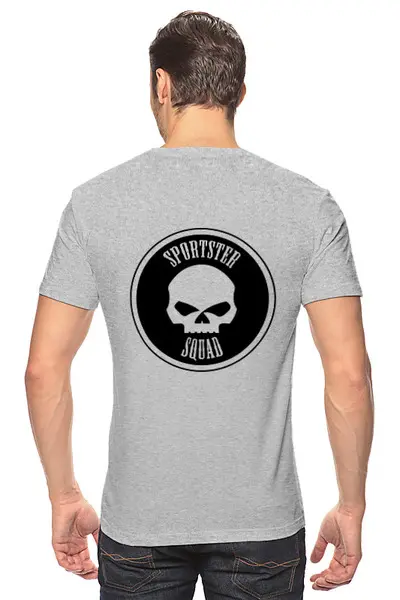 Заказать мужскую футболку в Москве. Футболка классическая Willie Skull Gray от Sportster Squad - готовые дизайны и нанесение принтов.