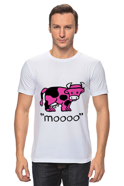 Заказать мужскую футболку в Москве. Футболка классическая moooo от nazarby - готовые дизайны и нанесение принтов.