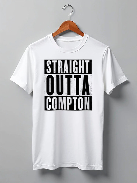 Заказать мужскую футболку в Москве. Футболка классическая STRAIGHT OUTTA COMPTON от efimenko94misha@gmail.com - готовые дизайны и нанесение принтов.