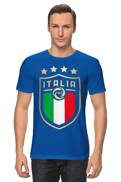 Заказать мужскую футболку в Москве. Футболка классическая Сборная Италии от geekbox - готовые дизайны и нанесение принтов.