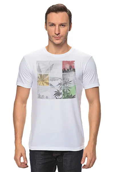 Заказать мужскую футболку в Москве. Футболка классическая Weed Colors от oneredfoxstore@gmail.com - готовые дизайны и нанесение принтов.