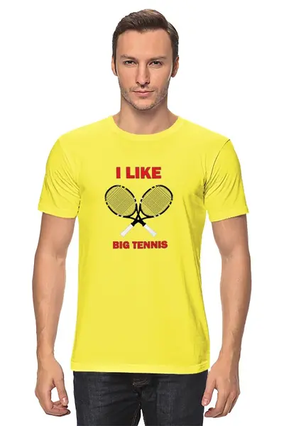 Заказать мужскую футболку в Москве. Футболка классическая I like big tennis от rybdenis1@mail.ru - готовые дизайны и нанесение принтов.
