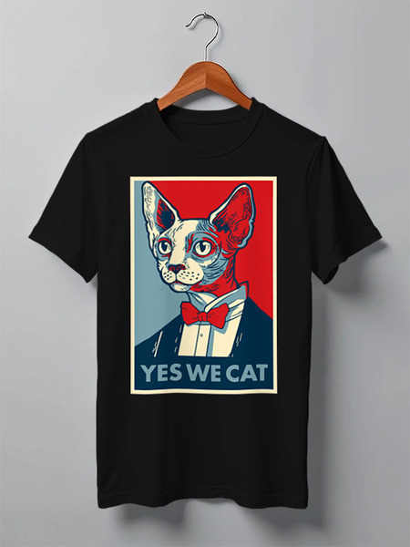 Заказать мужскую футболку в Москве. Футболка классическая Yes We Cat от skynatural - готовые дизайны и нанесение принтов.