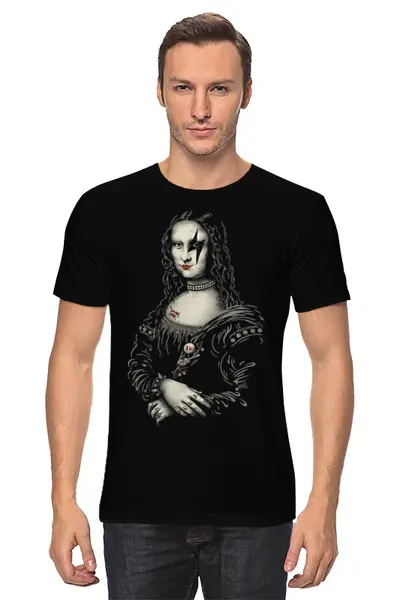 Заказать мужскую футболку в Москве. Футболка классическая Мона Лиза от printik - готовые дизайны и нанесение принтов.