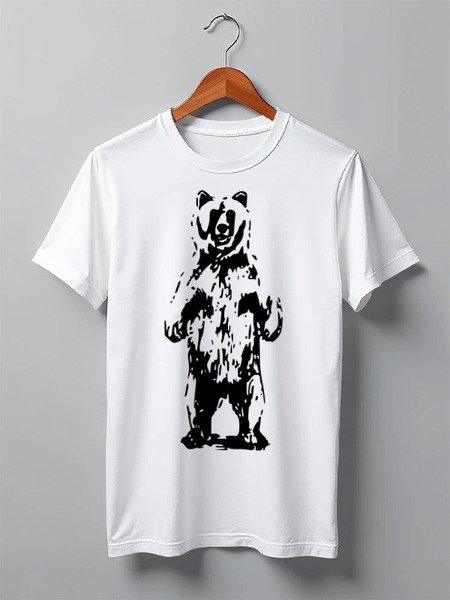 Заказать мужскую футболку в Москве. Футболка классическая Bear Here от oneredfoxstore@gmail.com - готовые дизайны и нанесение принтов.