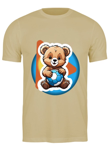 Заказать мужскую футболку в Москве. Футболка классическая медвежонок и мяч от evragka  - готовые дизайны и нанесение принтов.