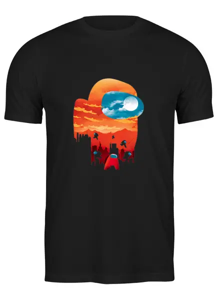 Заказать мужскую футболку в Москве. Футболка классическая Among Us Sunset от El Fox - готовые дизайны и нанесение принтов.