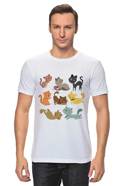 Заказать мужскую футболку в Москве. Футболка классическая Весёлые котята от Yaroslava - готовые дизайны и нанесение принтов.