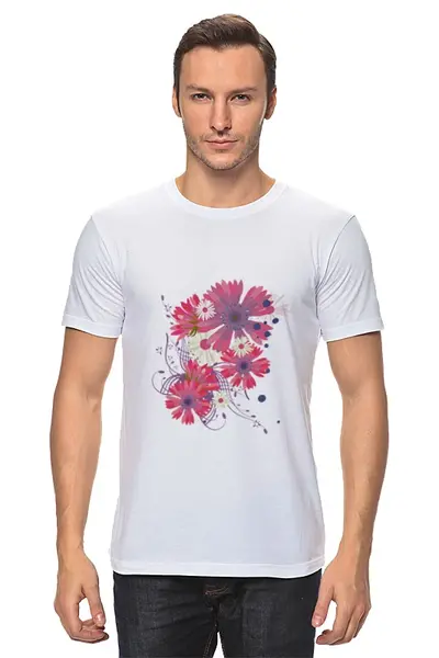 Заказать мужскую футболку в Москве. Футболка классическая Flowers от Printio - готовые дизайны и нанесение принтов.