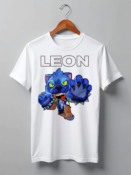 Заказать мужскую футболку в Москве. Футболка классическая Brawl Stars Leon от weeert - готовые дизайны и нанесение принтов.
