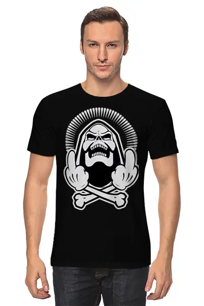 Заказать мужскую футболку в Москве. Футболка классическая Skeleton F*ck You от Leichenwagen - готовые дизайны и нанесение принтов.