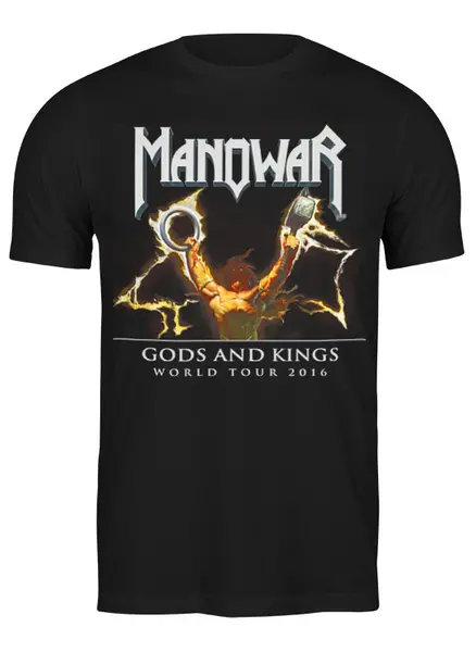 Заказать мужскую футболку в Москве. Футболка классическая Manowar Band от Leichenwagen - готовые дизайны и нанесение принтов.