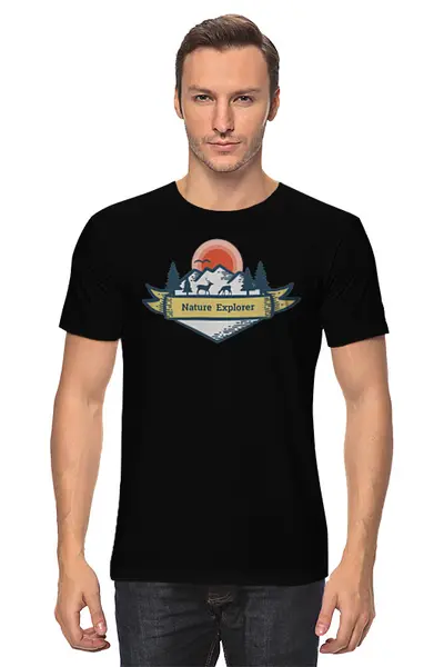 Заказать мужскую футболку в Москве. Футболка классическая Mountains от oneredfoxstore@gmail.com - готовые дизайны и нанесение принтов.