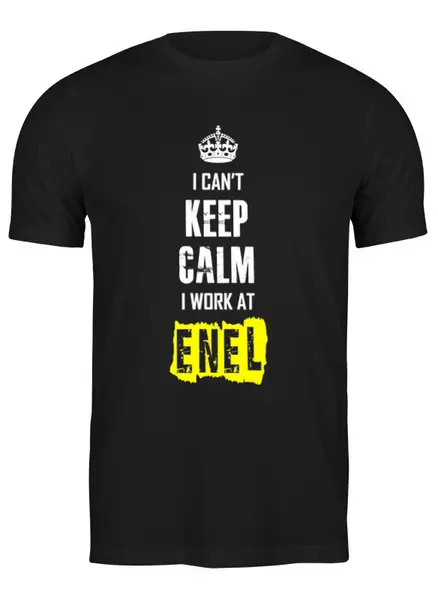 Заказать мужскую футболку в Москве. Футболка классическая Сотрудник Enel от mychamp - готовые дизайны и нанесение принтов.