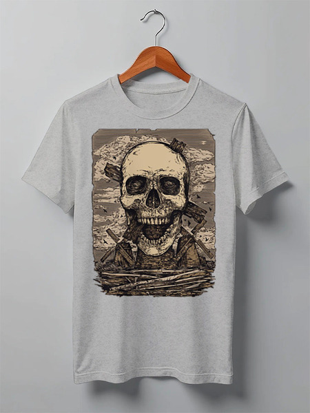 Заказать мужскую футболку в Москве. Футболка классическая Skull Art от Leichenwagen - готовые дизайны и нанесение принтов.
