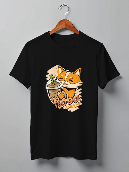 Заказать мужскую футболку в Москве. Футболка классическая Corgi Boba от Павел Павел - готовые дизайны и нанесение принтов.