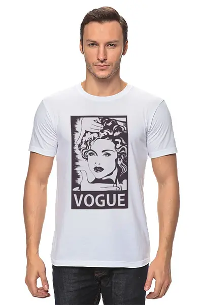 Заказать мужскую футболку в Москве. Футболка классическая Мадонна (Vogue) от coolmag - готовые дизайны и нанесение принтов.