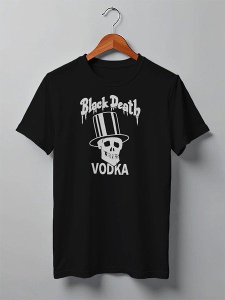 Заказать мужскую футболку в Москве. Футболка классическая Black Death Vodka от Leichenwagen - готовые дизайны и нанесение принтов.