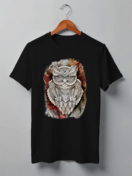 Заказать мужскую футболку в Москве. Футболка классическая Doodle Owl от ArtBYtik - готовые дизайны и нанесение принтов.