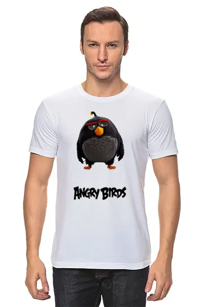 Заказать мужскую футболку в Москве. Футболка классическая Angry Birds от denis01001 - готовые дизайны и нанесение принтов.