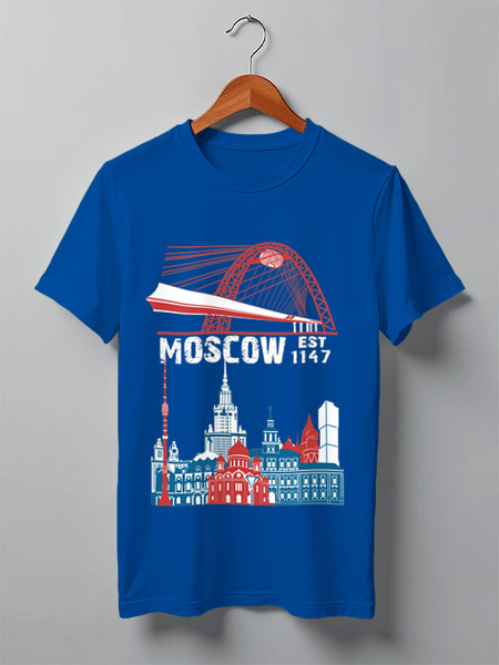 Заказать мужскую футболку в Москве. Футболка классическая Moscow. Establshed in 1147 от alexpro - готовые дизайны и нанесение принтов.