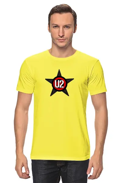 Заказать мужскую футболку в Москве. Футболка классическая группа "U2" от Fedor - готовые дизайны и нанесение принтов.