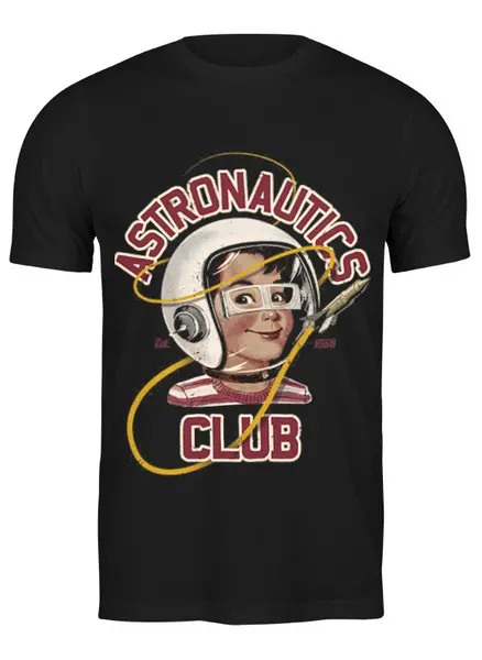 Заказать мужскую футболку в Москве. Футболка классическая astronautics club от martabratislavskaya - готовые дизайны и нанесение принтов.