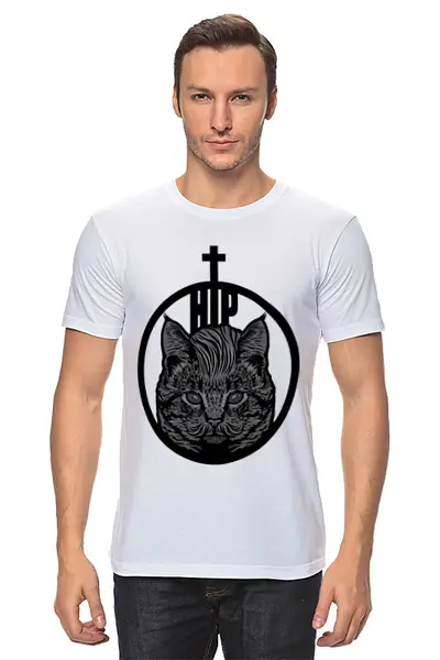 Заказать мужскую футболку в Москве. Футболка классическая HIPSTER CAT от 7SWɅG - готовые дизайны и нанесение принтов.