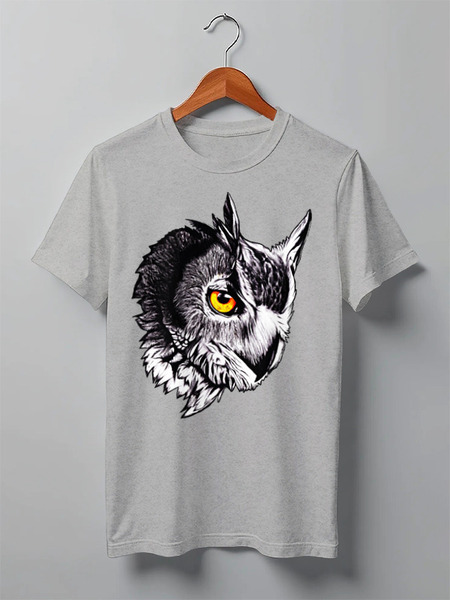Заказать мужскую футболку в Москве. Футболка классическая Owl Gray от Troy - Angel - готовые дизайны и нанесение принтов.