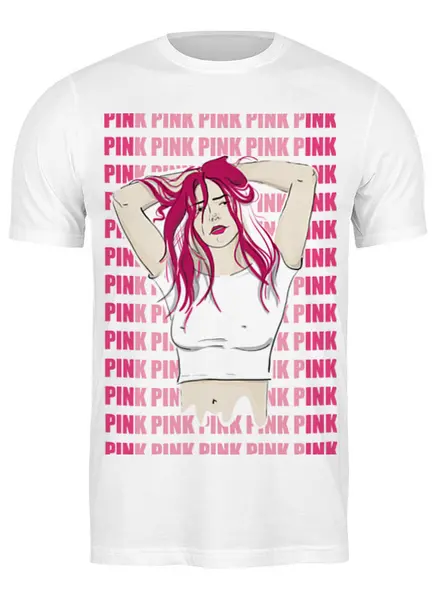 Заказать мужскую футболку в Москве. Футболка классическая PINK G от goroshek - готовые дизайны и нанесение принтов.
