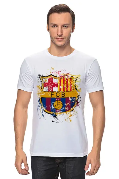 Заказать мужскую футболку в Москве. Футболка классическая барселона от Константин   - готовые дизайны и нанесение принтов.
