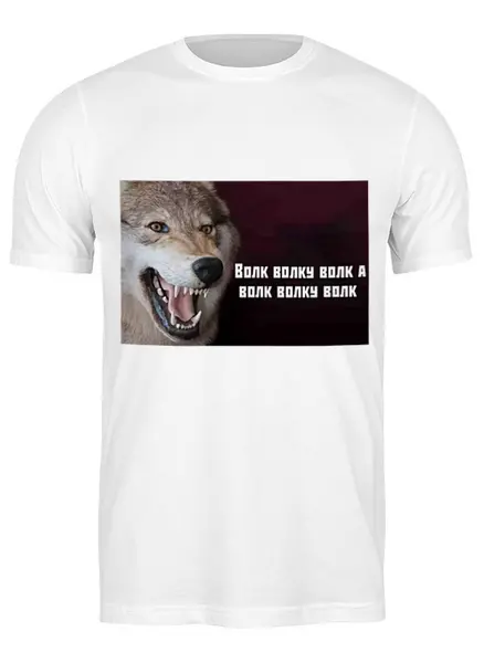 Заказать мужскую футболку в Москве. Футболка классическая Волк волку волк от Лида Романова - готовые дизайны и нанесение принтов.