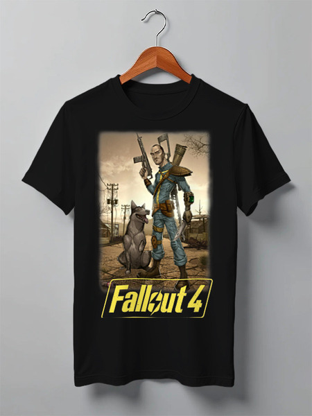 Заказать мужскую футболку в Москве. Футболка классическая Fallout 4 от Curipopik - готовые дизайны и нанесение принтов.