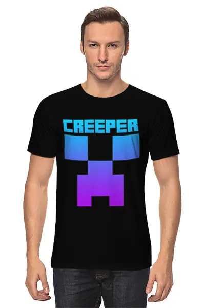 Заказать мужскую футболку в Москве. Футболка классическая MINECRAFT CREEPER от weeert - готовые дизайны и нанесение принтов.