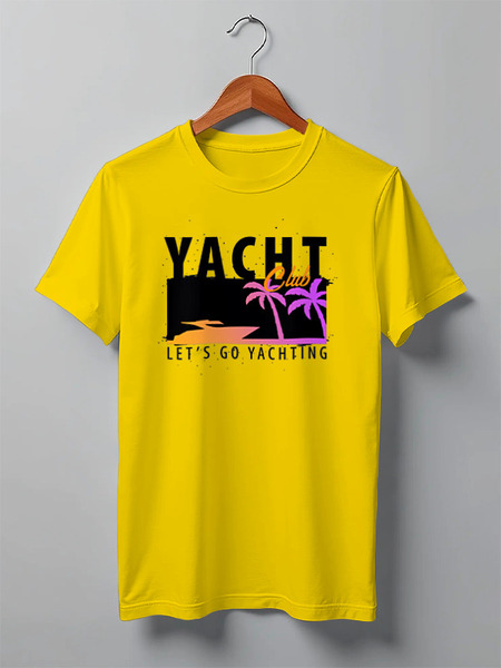 Заказать мужскую футболку в Москве. Футболка классическая YACHT club от balden - готовые дизайны и нанесение принтов.