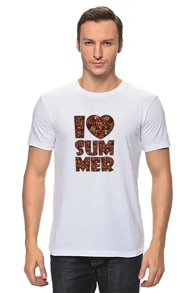 Заказать мужскую футболку в Москве. Футболка классическая Я люблю лето от ches2013 - готовые дизайны и нанесение принтов.
