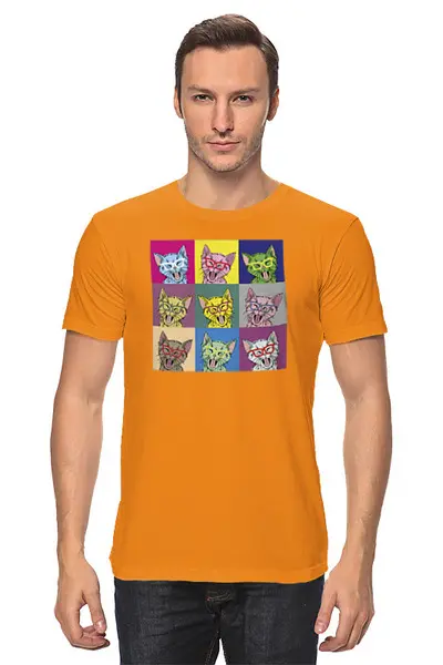 Заказать мужскую футболку в Москве. Футболка классическая Cats Here от oneredfoxstore@gmail.com - готовые дизайны и нанесение принтов.