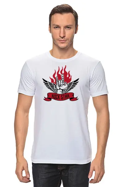 Заказать мужскую футболку в Москве. Футболка классическая Rock star (Рок звезда) от vip9r - готовые дизайны и нанесение принтов.