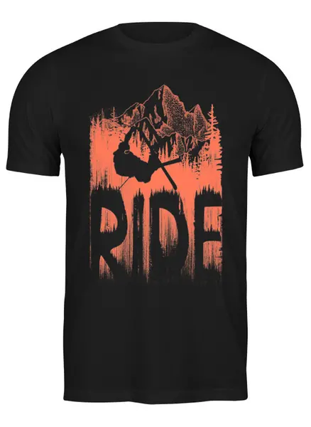 Заказать мужскую футболку в Москве. Футболка классическая Ski Ride от oneredfoxstore@gmail.com - готовые дизайны и нанесение принтов.