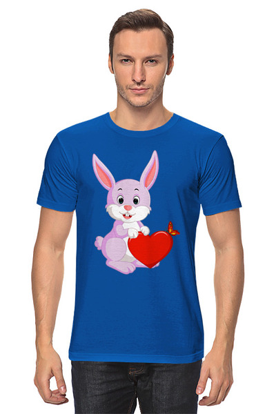 Заказать мужскую футболку в Москве. Футболка классическая Сердечный кролик от skynatural - готовые дизайны и нанесение принтов.