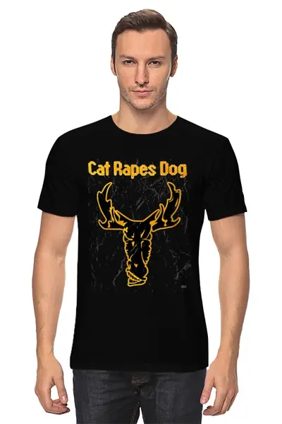 Заказать мужскую футболку в Москве. Футболка классическая Cat Rapes Dog от OEX design - готовые дизайны и нанесение принтов.
