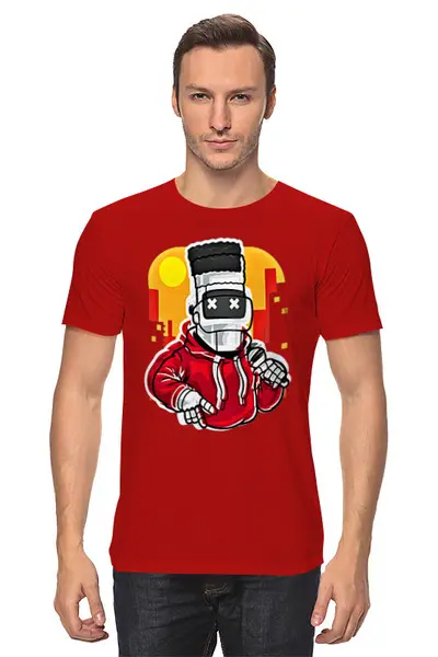 Заказать мужскую футболку в Москве. Футболка классическая Робот  от ПРИНТЫ ПЕЧАТЬ  - готовые дизайны и нанесение принтов.