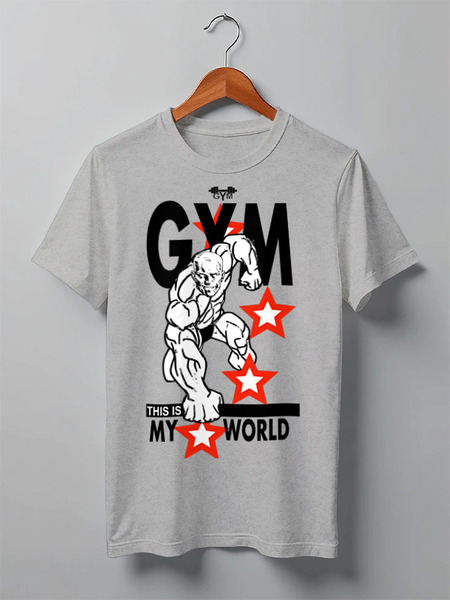 Заказать мужскую футболку в Москве. Футболка классическая GYM THIS IS MY WORLD! от Алексс Неро - готовые дизайны и нанесение принтов.