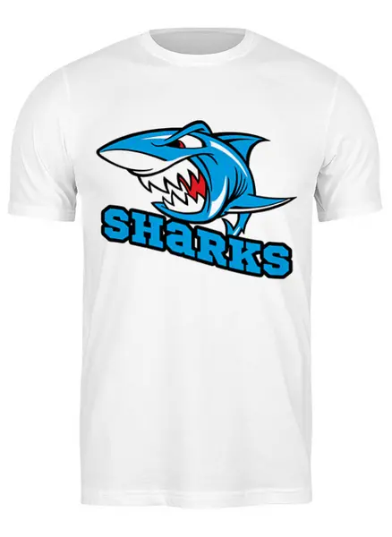 Заказать мужскую футболку в Москве. Футболка классическая Sharks от mega281@yandex.ru - готовые дизайны и нанесение принтов.
