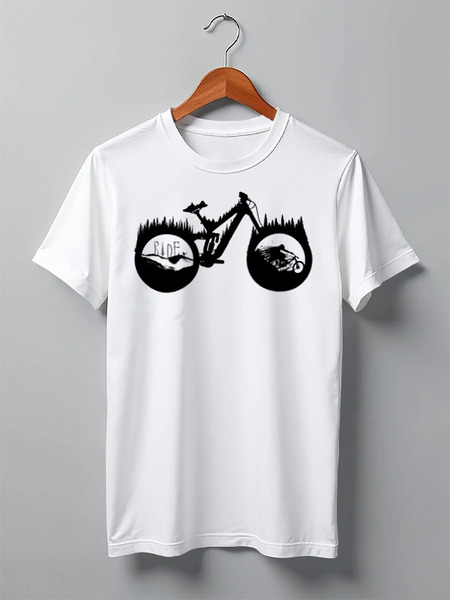Заказать мужскую футболку в Москве. Футболка классическая Mountain Bike от oneredfoxstore@gmail.com - готовые дизайны и нанесение принтов.
